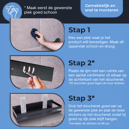 NoDrill Douche plank - Binnen 30 sec bevestigd