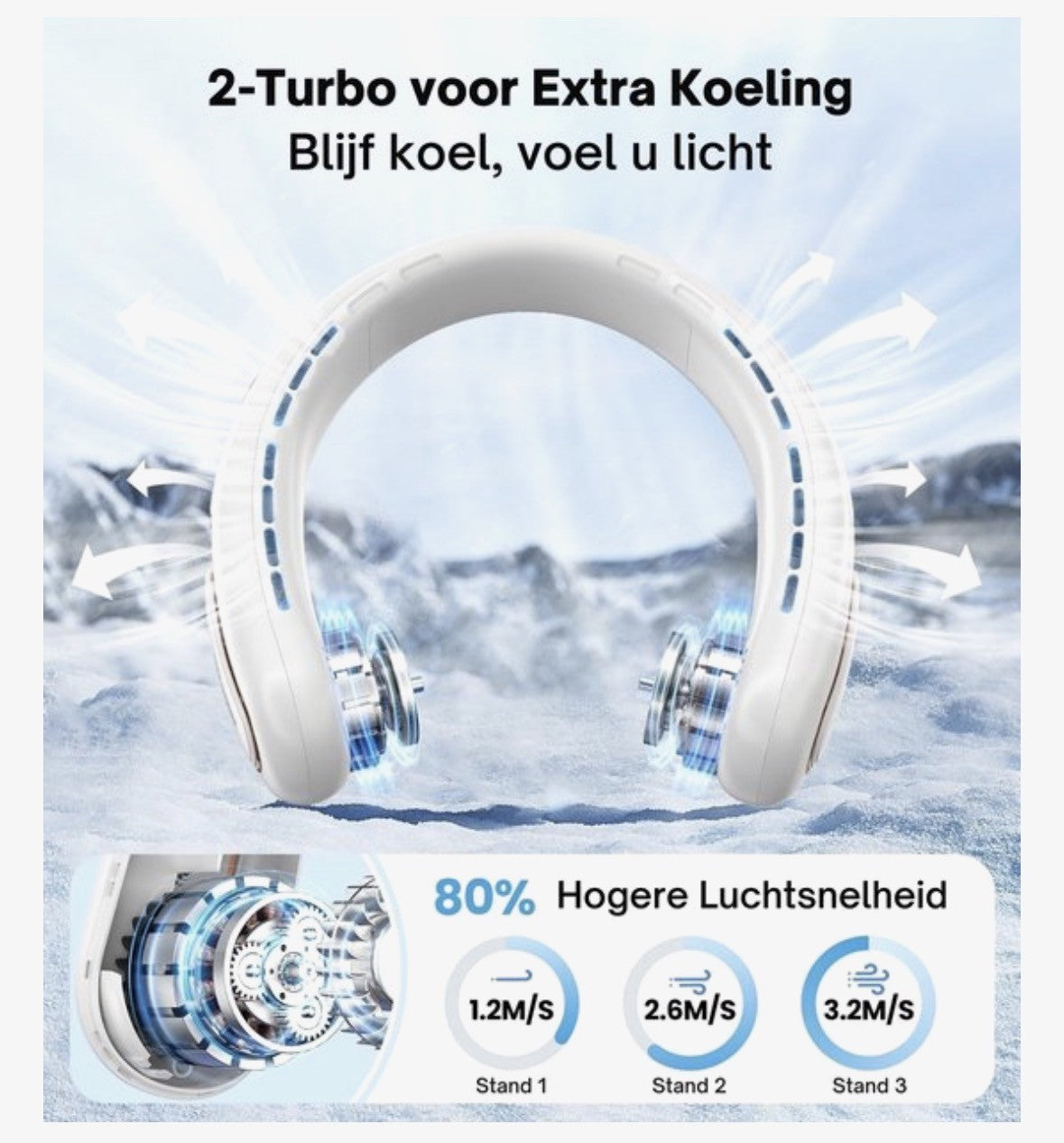 CoolBreeze Draagbare nekventilator